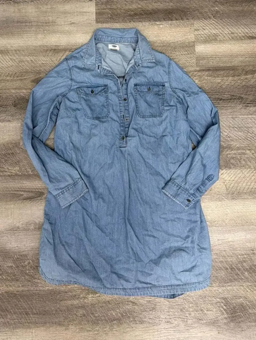 Old Navy Women's Long Sleeve Chambray Denim Shirt Dress Tunic
